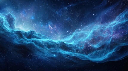 Fototapeta premium A nebula in space with blue and white colors and many stars.