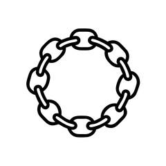 Simple circular black outline chain link icon