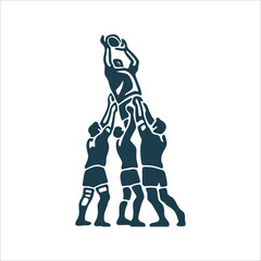 Rugby Lineout Throw Silhouette Vector Graphic Hooker Throw Lineout ball throw in