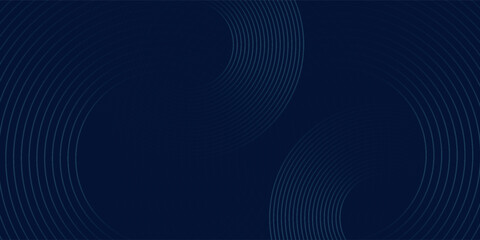 Abstract blue glowing geometric lines on dark blue background art. Modern shiny blue circle lines pattern modern