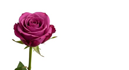 Rose, Pink rose, Deep pink rose, Single Deep Pink Rose on White Background