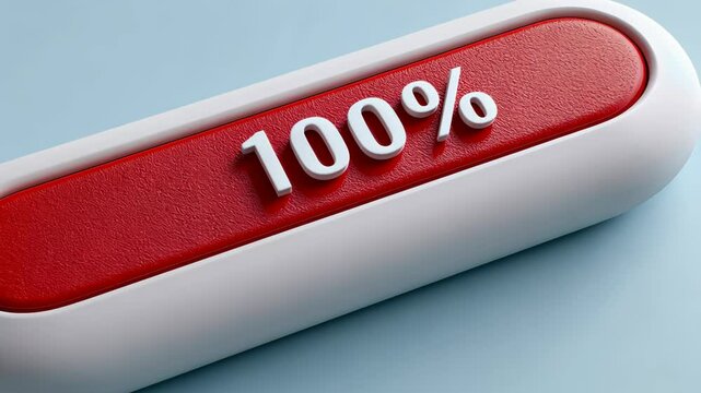 Stylish button with 100% indicator on a light blue background, ideal for tech-related projects and design.
