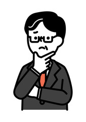 困っている表情とポーズのシニア世代男性のベクターイラスト