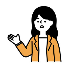 悩んでいるスーツのビジネスパーソンの女性のベクターイラスト