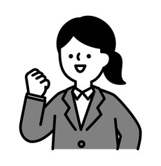 ガッツポーズをする笑顔のビジネスパーソンの女性のベクターイラスト