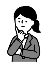 腕を組んで困り顔のビジネスパーソンの女性のベクターイラスト