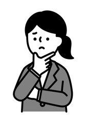 困っている表情とポーズの女性のベクターイラスト