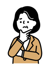 困っている表情とポーズのミドル・シニア世代女性のベクターイラスト