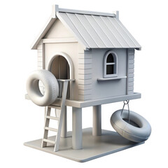 3d playhouse with tires isolated on transparent background