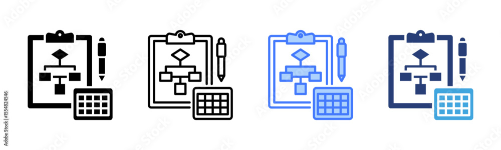 Poster plan icon sheet multiple style collection
