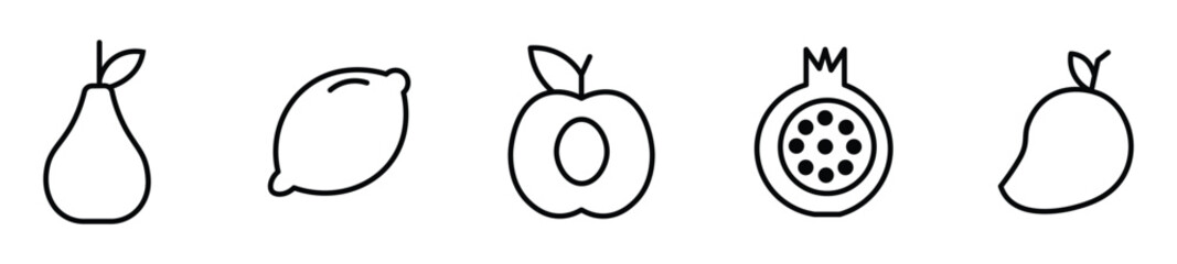 
Set of fruits icons vector illustration. Fruits - thin line web icon set. icons bundle isolated on white background. Editable stroke.
