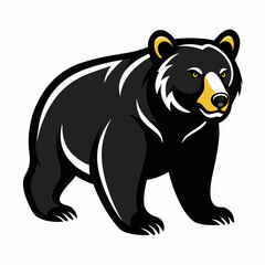 Illustration of a black bear standing on white background