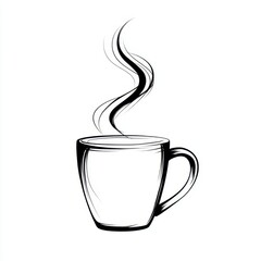 Outline drawing of a hot coffee cup