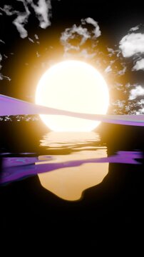 a large sun is shining in the sky