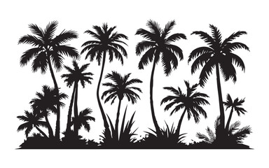 Collection of various palm tree silhouettes
