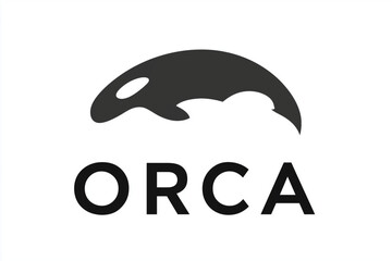 Orca simple logo vector , black and white