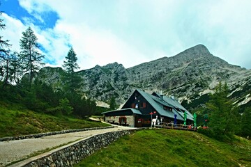 Slovenia - view of Tičar's home in Vršič in the Julian Alps