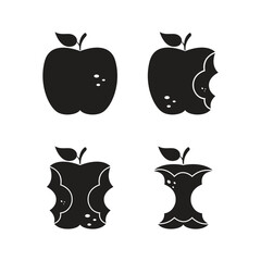 Whole And Bite Apple Icon Set Vector Design.
