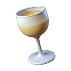 3d glass of white wine isolated on transparent background