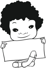 현수막들고있는소년