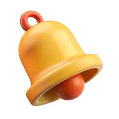 Fototapeta premium notification bell 3d rendering isolated on transparent background. Cartoon plastic style 