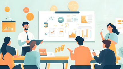 Business team collaboration illustrating business strategy development data analysis and effective communication during a team meeting in a modern office environment