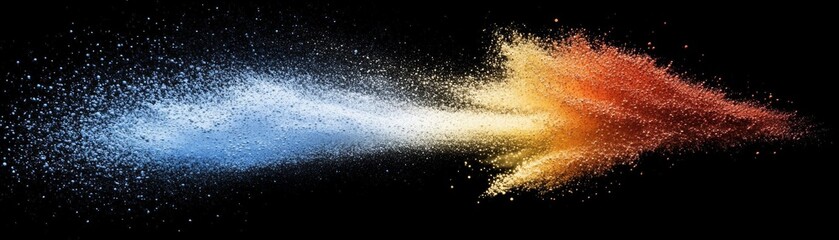Blue and Orange Powder Explosion, Abstract Art, Color Splash Color burst, powder photography