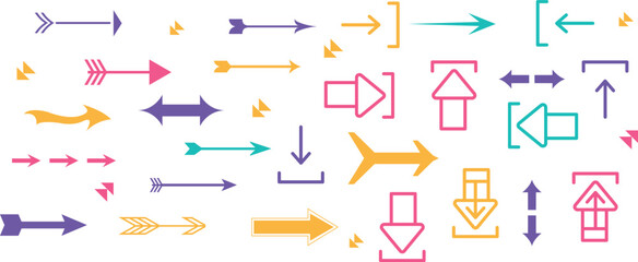 Arrow icon set isolated on white background