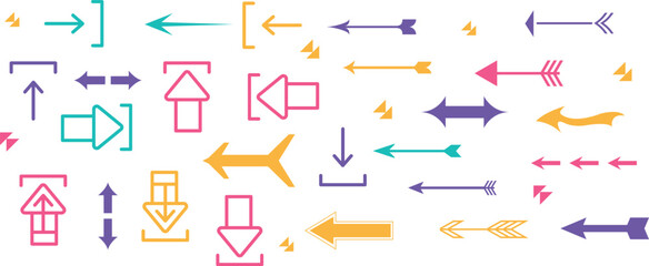 Arrow icon set isolated on white background