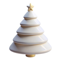 3d stylized christmas tree with star isolated on transparent background