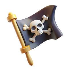 3d pirate flag isolated on transparent background