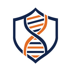 Naklejka premium Shielded D N A helix with orange and blue stripes protection science