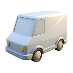 3d white van isolated on transparent background
