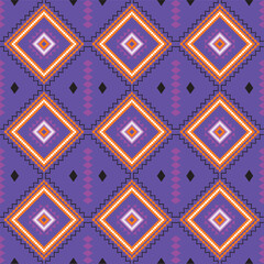Colorful Abstract Tribal Fabric Design Featuring Interlocking Geometric Motifs. fabric pattern