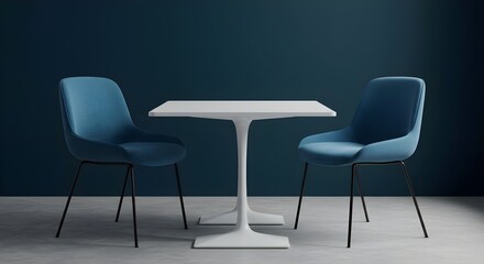 Minimalist, Modern, Dining set, Modern Minimalist Dining Set with Teal Chairs and White Table
