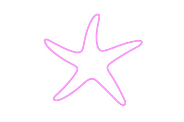 Obraz premium Pink neon starfish sign shining brightly on a transparent background, perfect for summer and beach-themed projects