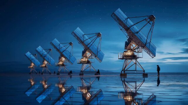 Futuristic Solar Power Plant at Twilight Renewable Energy and Technological Advancement