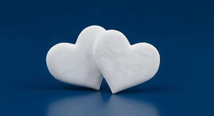 Obraz premium Heart, Hearts, Love, Two Intertwined White Hearts on Blue Background