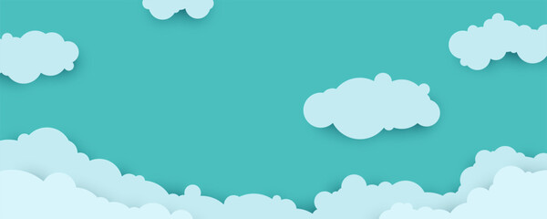Blue Sky with White Clouds Vector Illustration for Nature and Weather Background