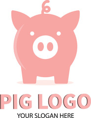 Minimalist Pink Piggy Bank logo in Soft Lighting with Transparent Background