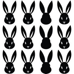 Rabbit Head Silhouettes Pattern