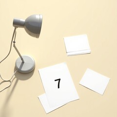 office desk lamp and blank paper