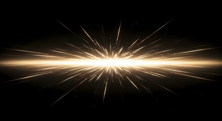 Light burst, Golden light, Explosion, Golden Light Burst Explosion on Black Background