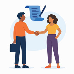 vector illustration of employment contract character