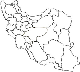 Obraz premium Blank vector map of Iran with province borders – editable outline illustration
