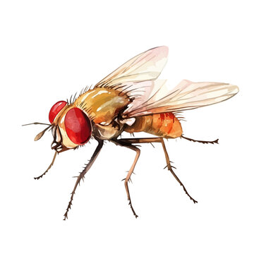 Fruit Fly, watercolor illustration vector, isolated on a white background.