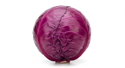 Fresh Whole Red Cabbage on a White Background

