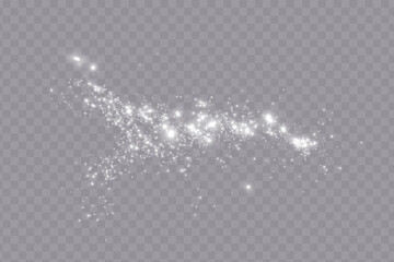 Golden magic comet light effect with many sparkling bokke and shimmer light effects. Magic gold glitter. Vector