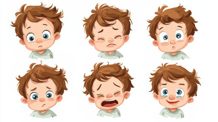 Adorable baby with multiple facial expressions shown in vector format