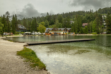 Lake Jasna (Jezero Jasna) banks in Slovenia
